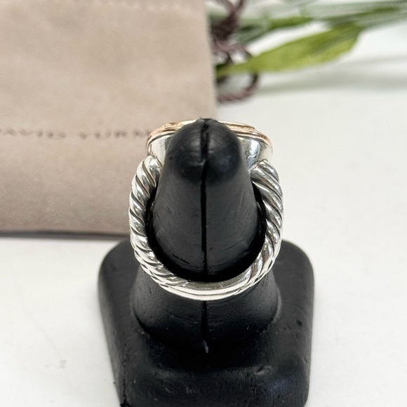 David Yurman 14mm Morganite Diamond Albion Ring .925 18K Rose Gold Sz 7 - Picture 8 of 10